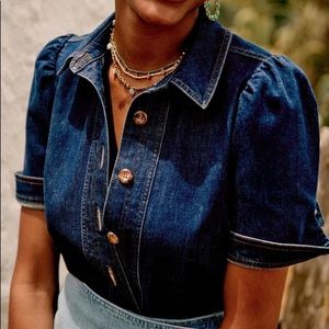 Sezane Kendall Denim Shirt - Size US 10 (FR 42)